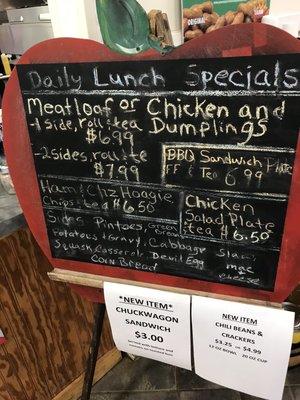 Lunch menu