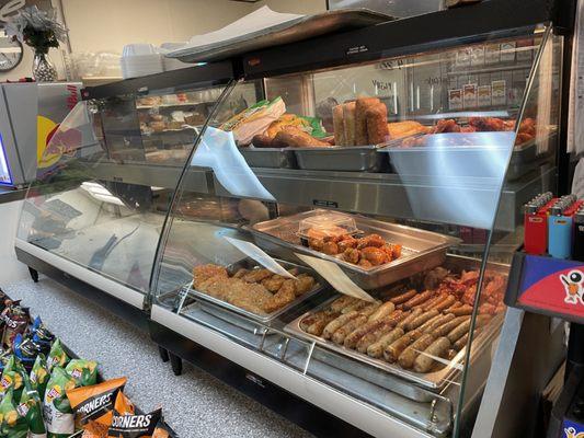 One of a few displays offering freshly made food.