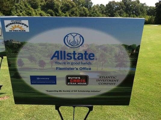 Sponsor sign  at Mississippi Society Golf Tournament -- in Pontevedra, Georgia.