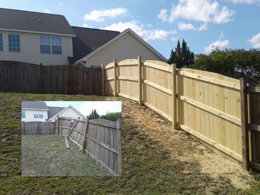 RECENT WOOD FENCE REPAIR