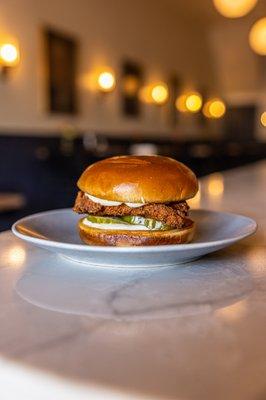 - Fried Chicken Sandwich -
 Springer Mountain Chicken, House Aioli, Pickle