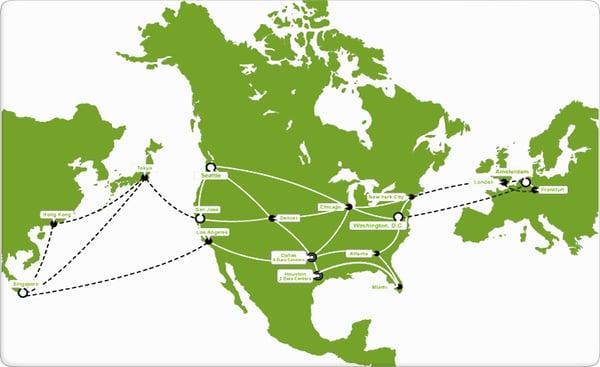 The network provides over 2,000 Gbps of connectivity between the data centers and 16 points of presence (PoPs).