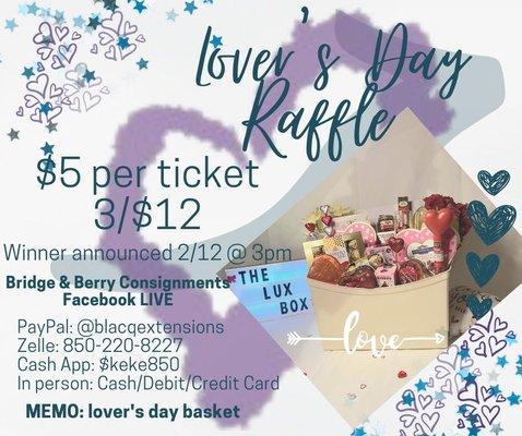 Valentine's Day is rapidly approaching! Get your tickets for a chance to win this Hu basket with over $75 worth of goodies and treats!