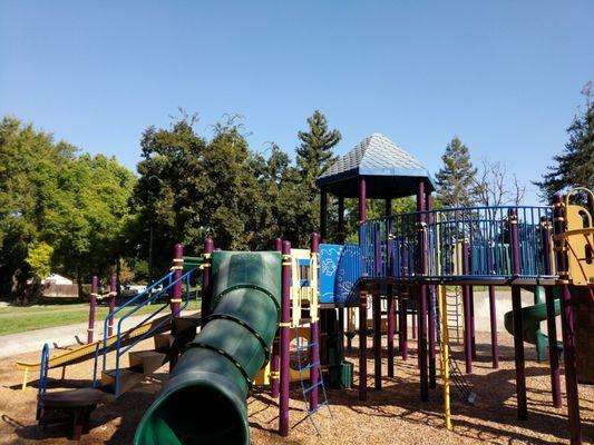 930am in the summer, not much shade. None on the swings