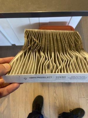 Photo proves dirty side is opposite of correct airflow path with their napa cabin filter.