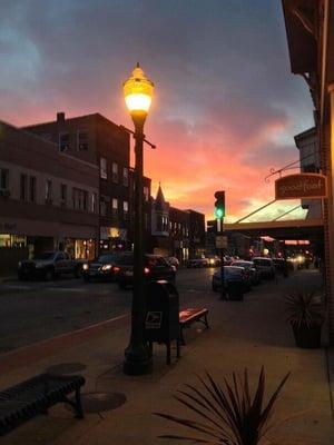 Sunset on Water Street in Decorah.  Just outside the front door!