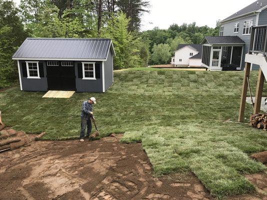 Grading and sod installation