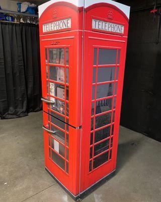 Red British Phone booth Refrigerator Wrap