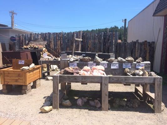 Rocks for sale outside.