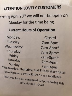 New updated hours