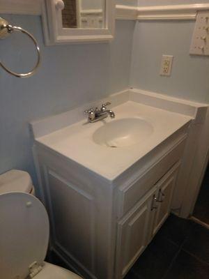 Custom vanity top with sink and side by switch custom bulilt