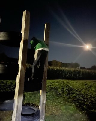 One of the tire climbs after the exit and the cool moon we had.