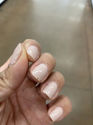 3rd nail chipped shortly after leaving the shop getting 2 others fixed.