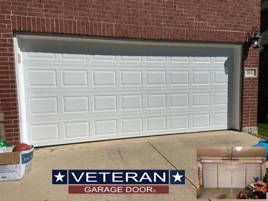 New Door Install 
Size 16X7 
Color White 
Type 25 guage 
Panel - Short