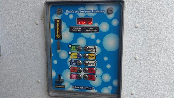 Control panel for car wash station.