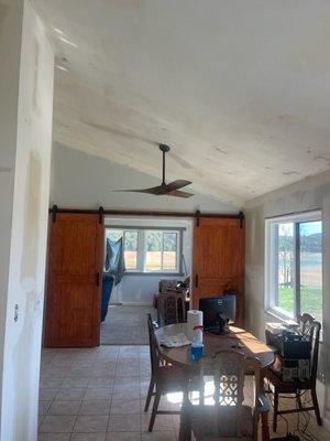 One room of a whole house ceiling and wall repair