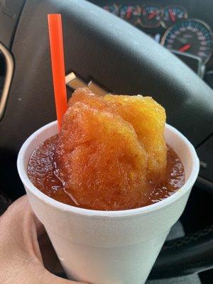 1/2 wild cherry 1/2 piña colada snowball. A medium costs $2.50.  They only take cash or local checks.