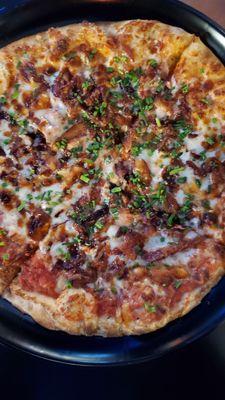 Bacon pizza.....you have to ask for it