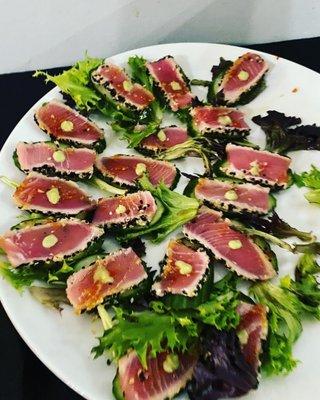 Beautiful tuna plate at a birthday party