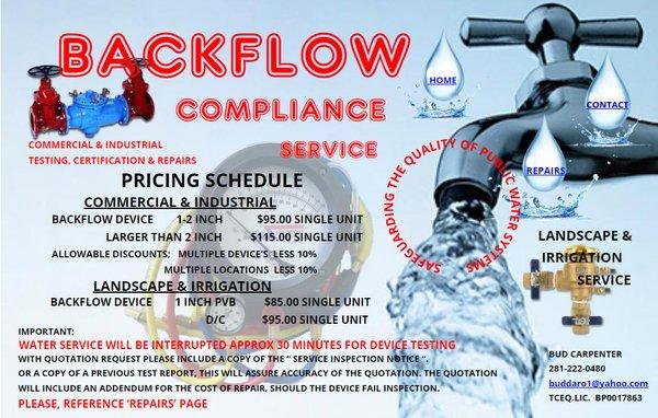 Backflow Compliance Service