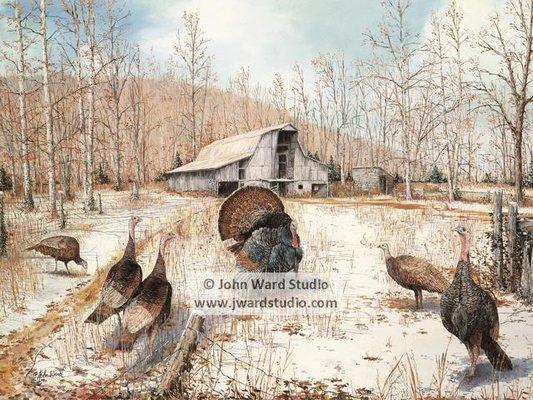 Barnyard Gobblers by Kentucky artist John Ward.