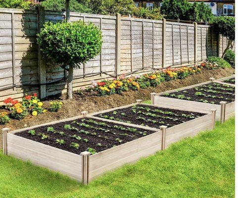 Garden box with plants