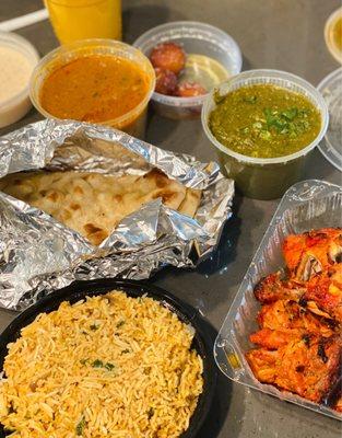 Mango Lassi Chicken Biryani Palak Paneer Tandoori Chicken Lamb Curry Naan Kheer Gulab Jamun