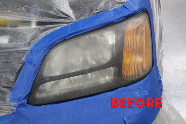 Before headlights on a Subaru Outback