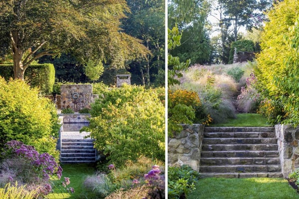 stone stairs in a sunken garden