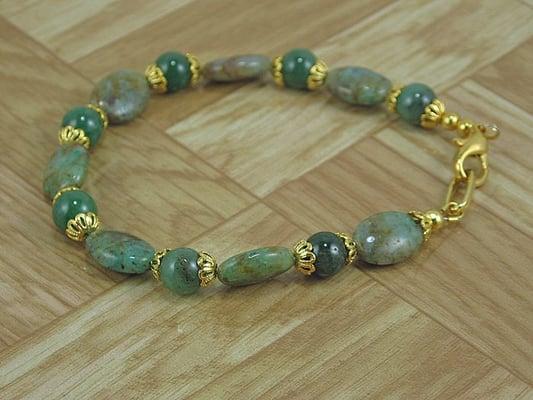 Red Spot Jasper & Green Aventurine Bracelet