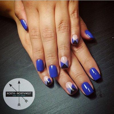 Gel manicure w/ handpainted nail art