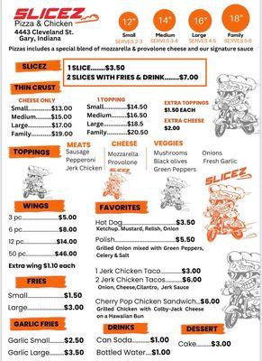 Slicez Pizza & Chicken Menu