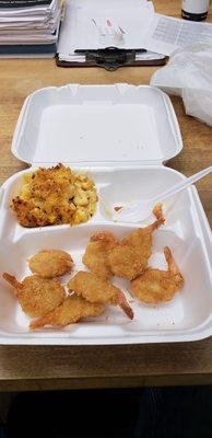 9 fried shrimp and a side of macaroni and cheese. ~8.50. Evan's is always fast and consistent.