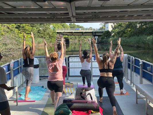 Boat Yoga with our friends at Sand Dollar Cruises