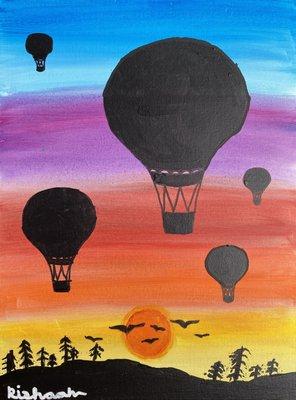 Hot Air Balloons in acrylic paints