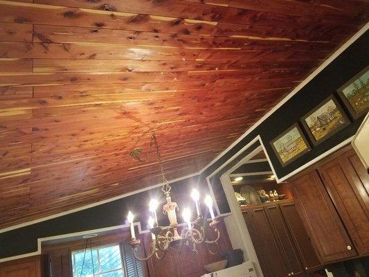 Western red cedar ceiling and flooring