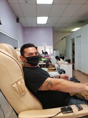 My handsome hubby treated us to mani pedis today!