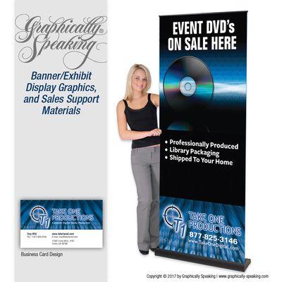 Banner/exhibit display graphics, including graphic design, production and printing service of company business cards.