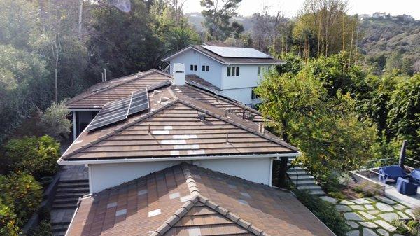 Solar installation on flat tile roof