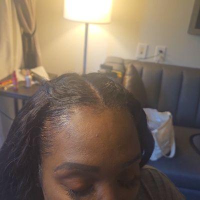 Seamless, Undetectable middle part traditional Sew in