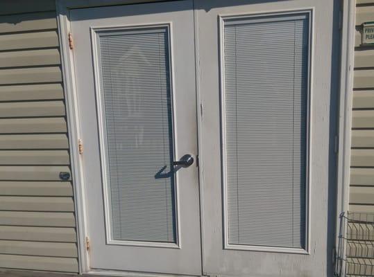 Exterior of doors.