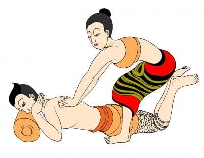 Thai Massage is an ancient practice. Drawings  such as this one can be found on many temples in Thailand.