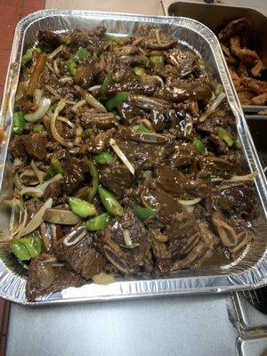 Large pan of beef short ribs