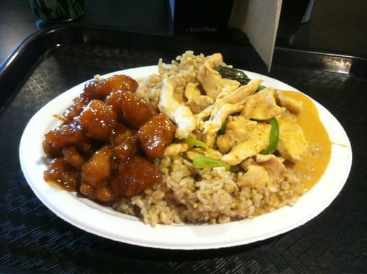 Orange chicken and Panang curry