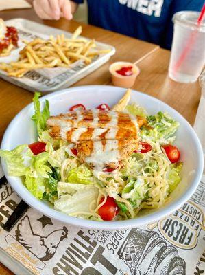 Nashville hot chicken salad with grilled chicken