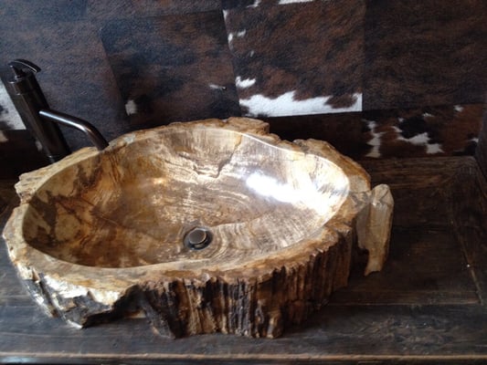 Fossilized wood sink.