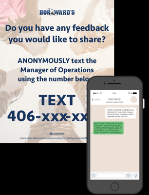 Open Door Employee is an anonymous text line that allows employees to voice concerns at any time.