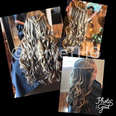 Verve's artist, Meg, created these curls with a waterfall braid - curls & braids are always in style