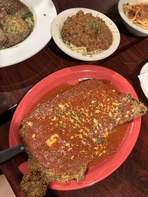 Veal Parmigiana with a side of pasta