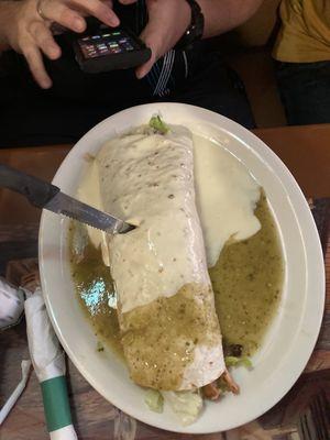 Burrito Bandera minus the red sauce